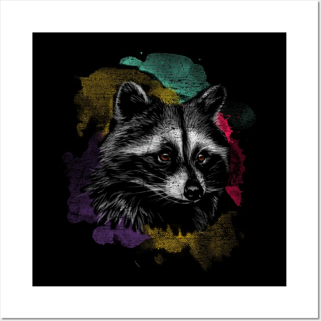 Raccoon Colorful Trash Panda Wall Art by ShirtsShirtsndmoreShirts